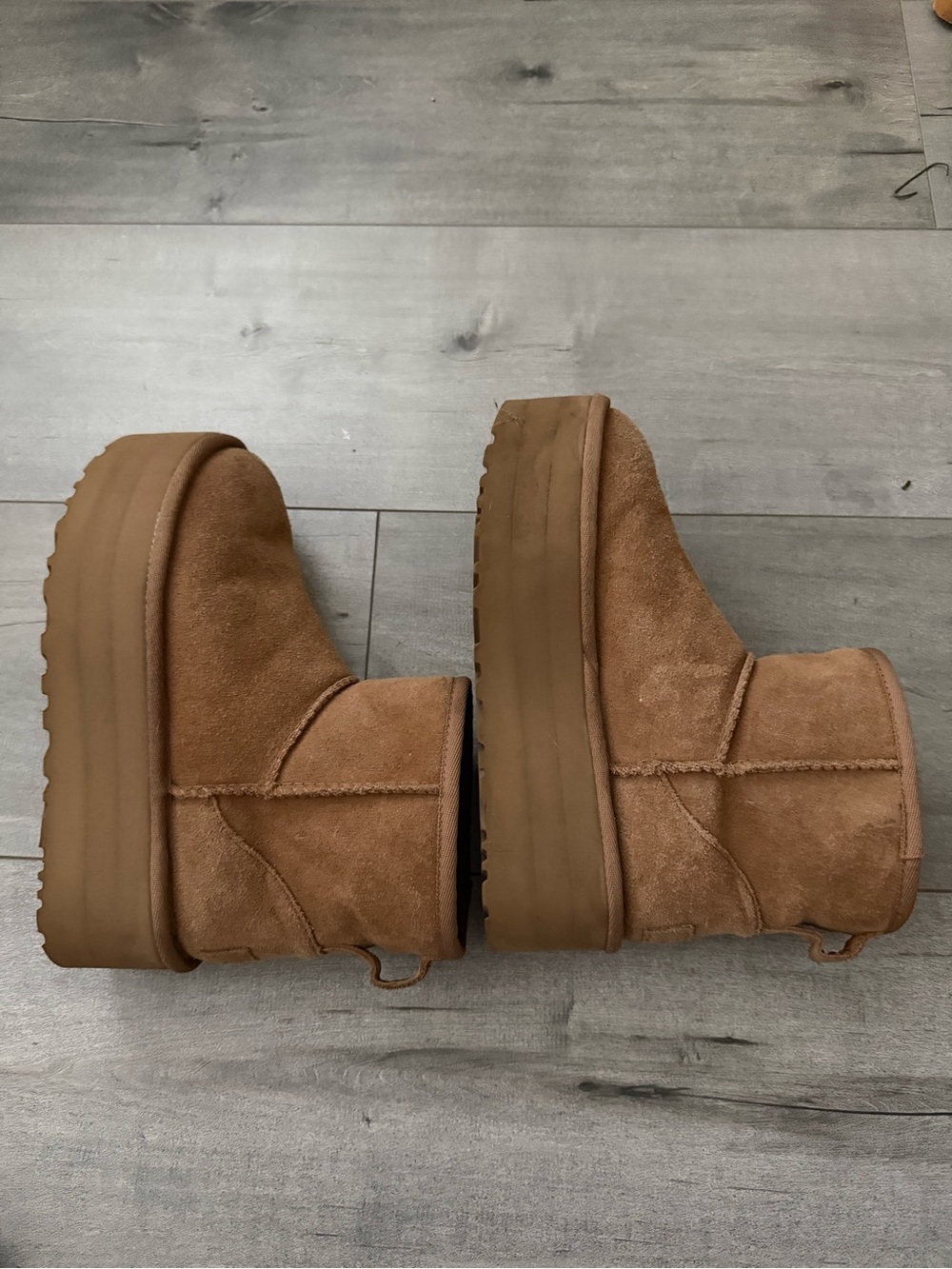 UGG Chestnut Suede Platform Ankle Booties